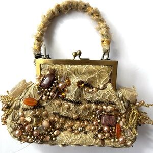 Mary Frances Gold Beaded Clutch